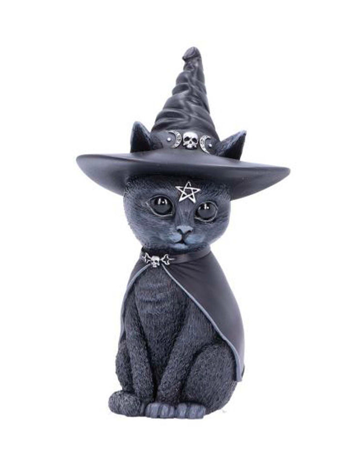 Small bewitching cat figurine, Black cat in a hat, Witches Hat Cat, Small Black Cat Figuring, Scary Gothic Cat