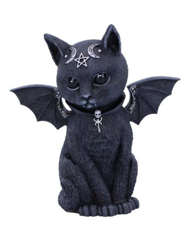 Scarily adorable winged cat figurine, Malpuss Winged Occult Cat Figurine 