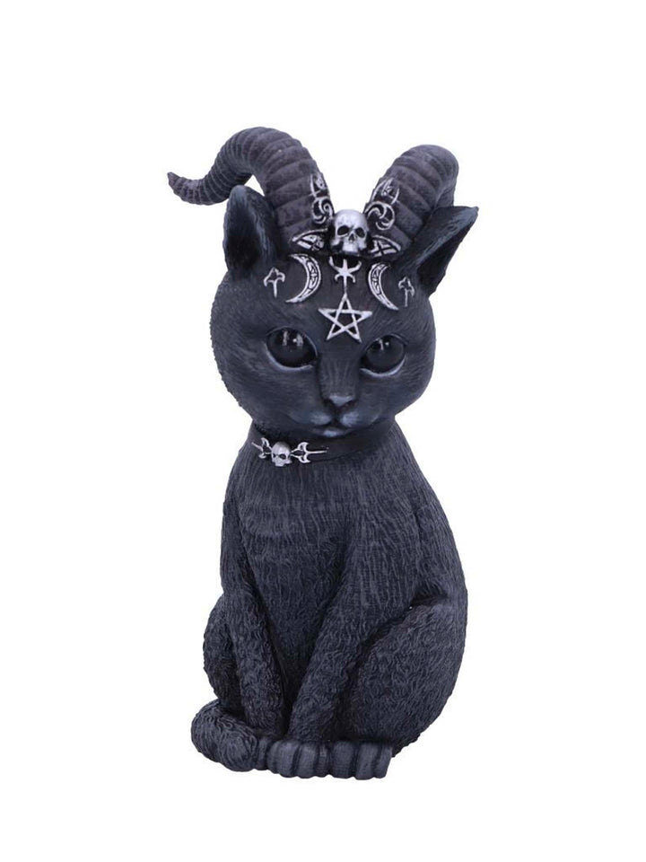 Horned Black Cat, Witch Cat, Pawzuph Horned Occult Cat Figurine