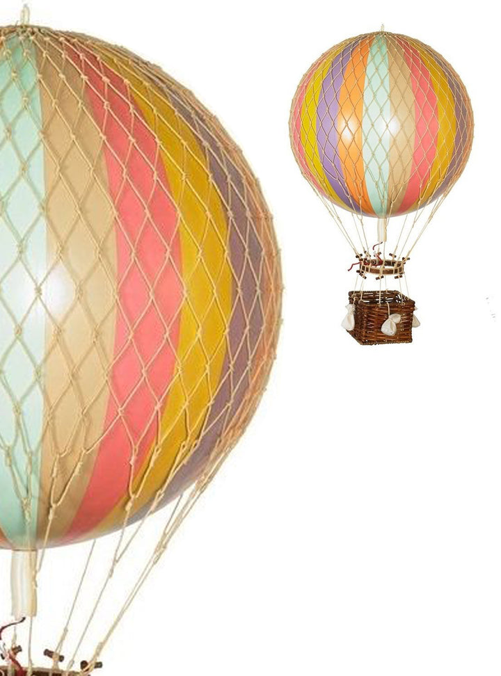 Pastel rainbow Hot Air Balloon,  Vintage Hot Air Balloon Decoration, Authentic Model Hot air balloon