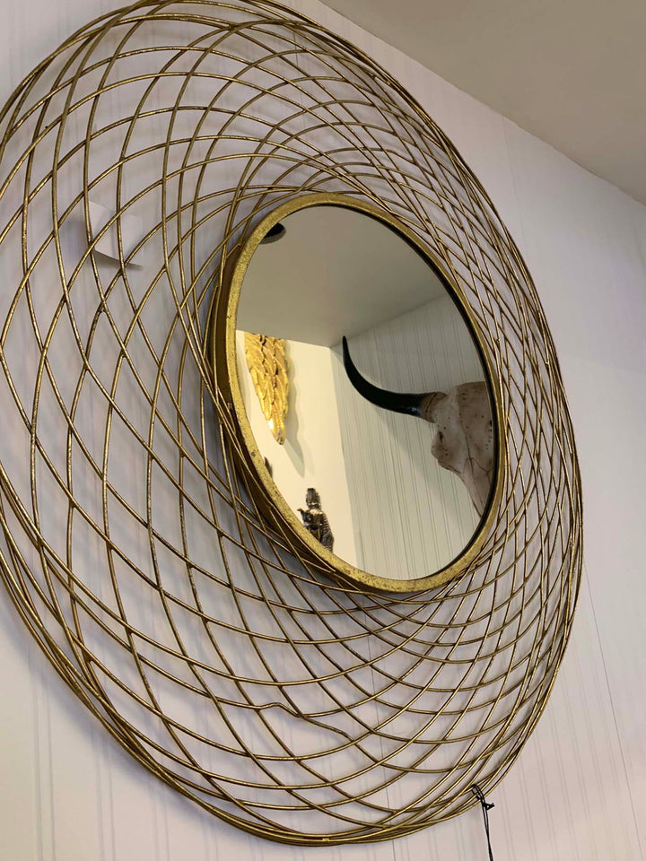 Gold Metal Wire Mirror, Swirl Mirror, Large Frame Mirror