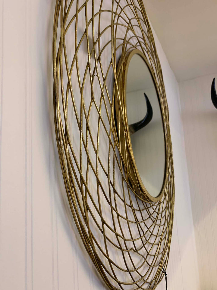 Gold Metal Wire Mirror, Swirl Mirror, Large Frame Mirror