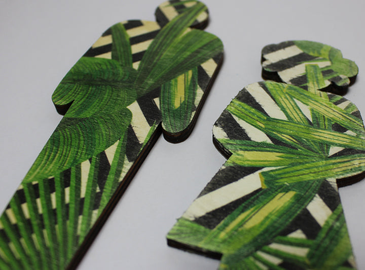 Man and Woman Bathroom Pair - Wooden Bathroom Sign- Tropical Botanical Bathroom Trend