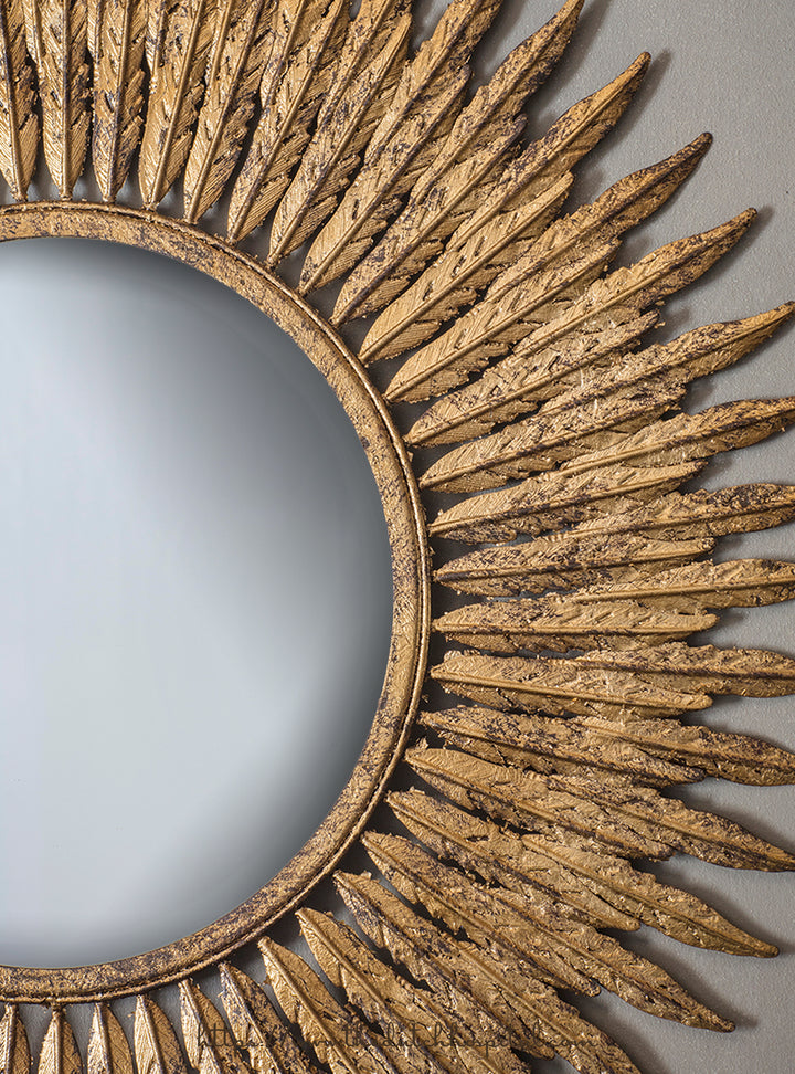Feathers Mirror, Starburst Wall Mirror, Metallic Sunburst Mirror