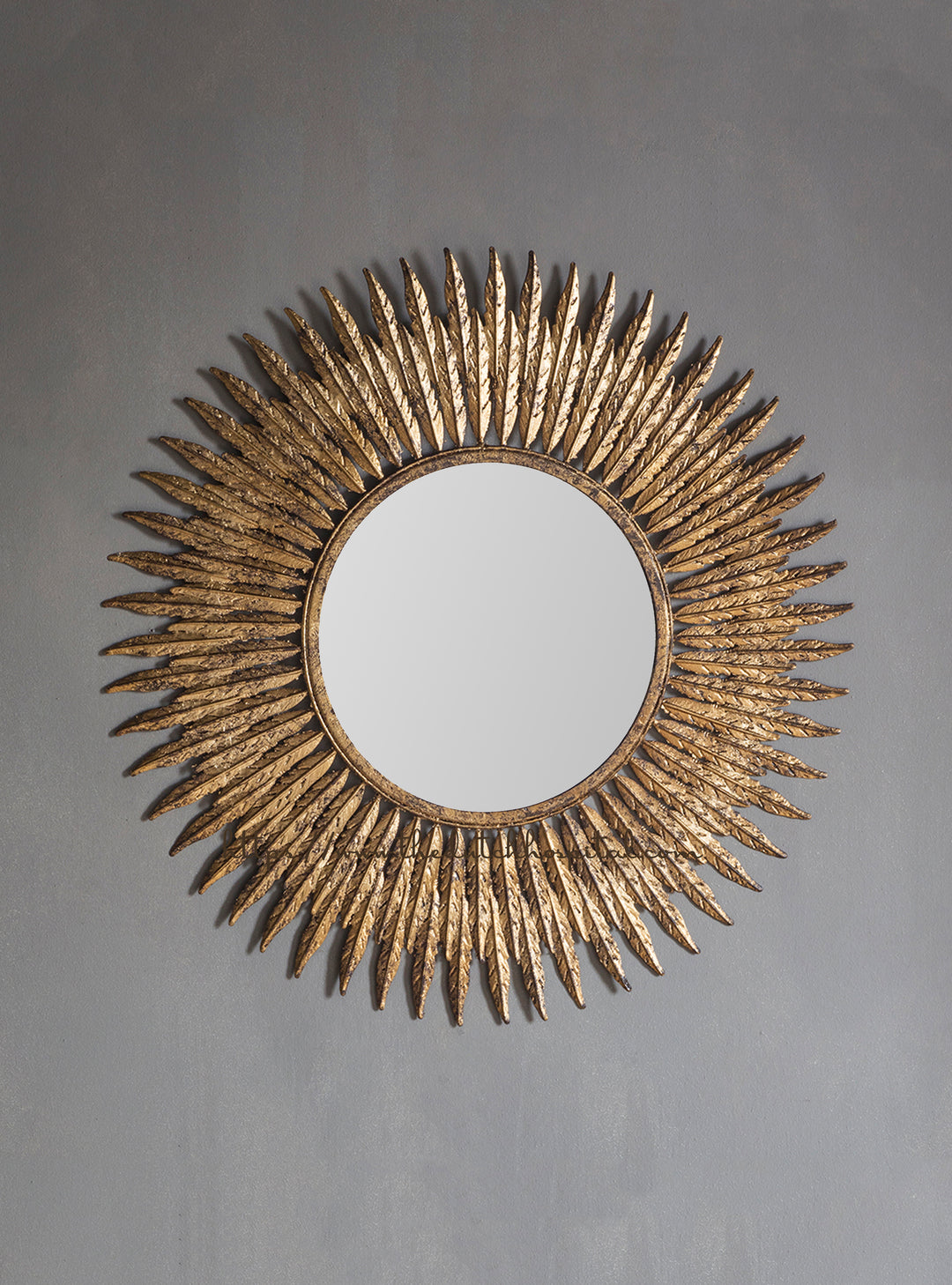 Feathers Mirror, Starburst Wall Mirror, Metallic Sunburst Mirror