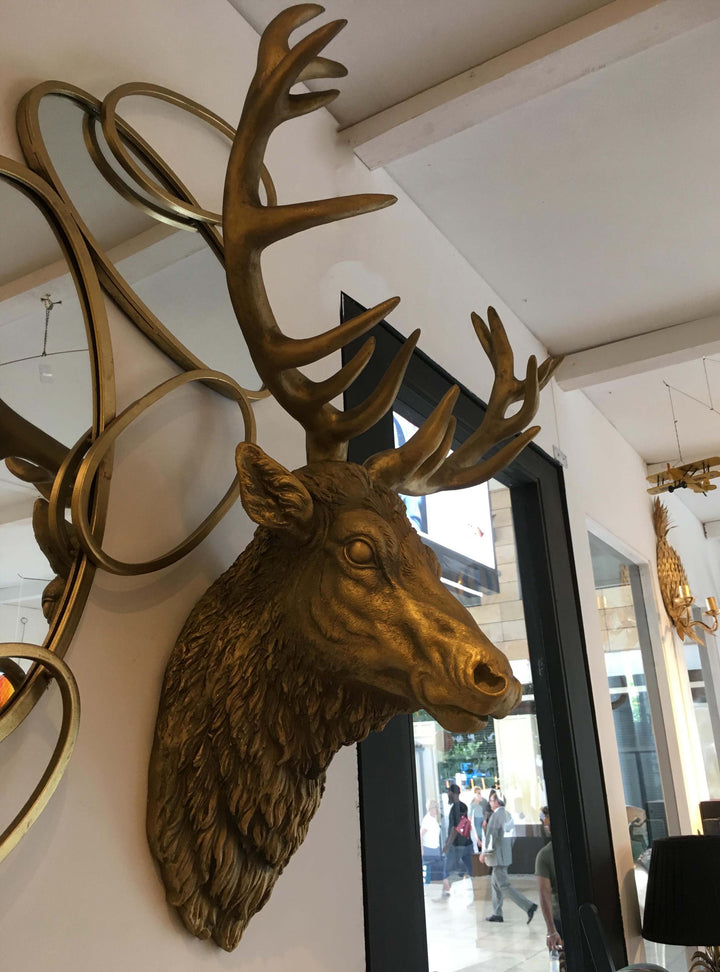 Large Antique Gold Stag head, Deer Head, 85cm
