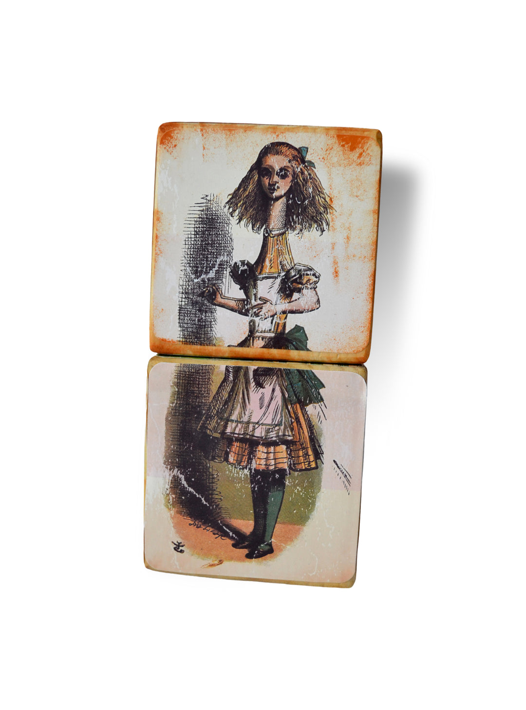 Alice In Wonderland Classic Vintage Wooden Blocks set of 5  – Non Personalise Baby Blocks