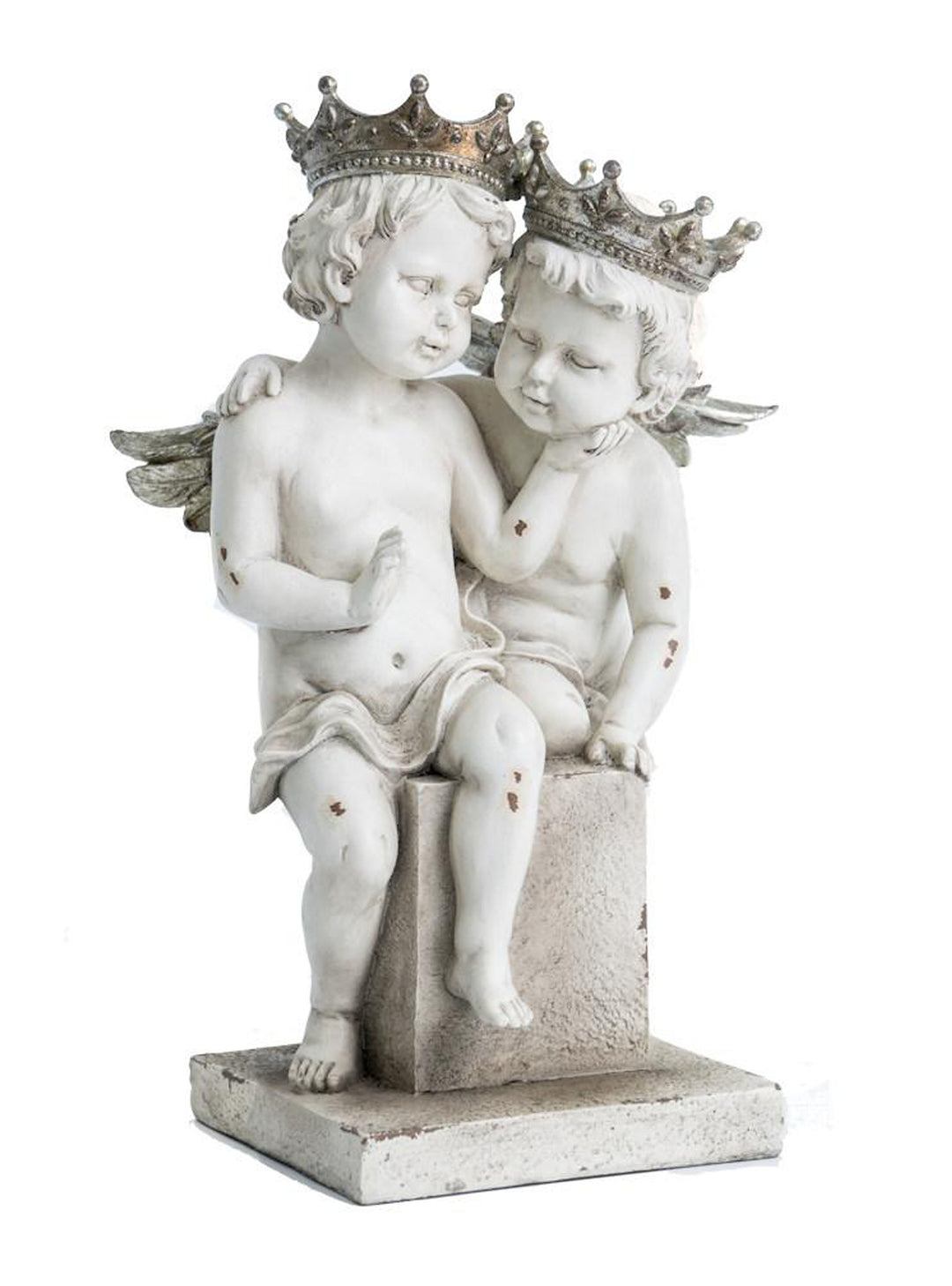Two Young Angels, White Cherubs, Angel Couple, Lovely Cherubs, Cherub Lovers with Crown