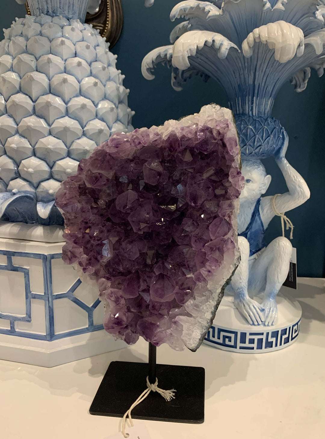 Amethyst Cluster Stone on Stand  – Natural Stone Amethyst