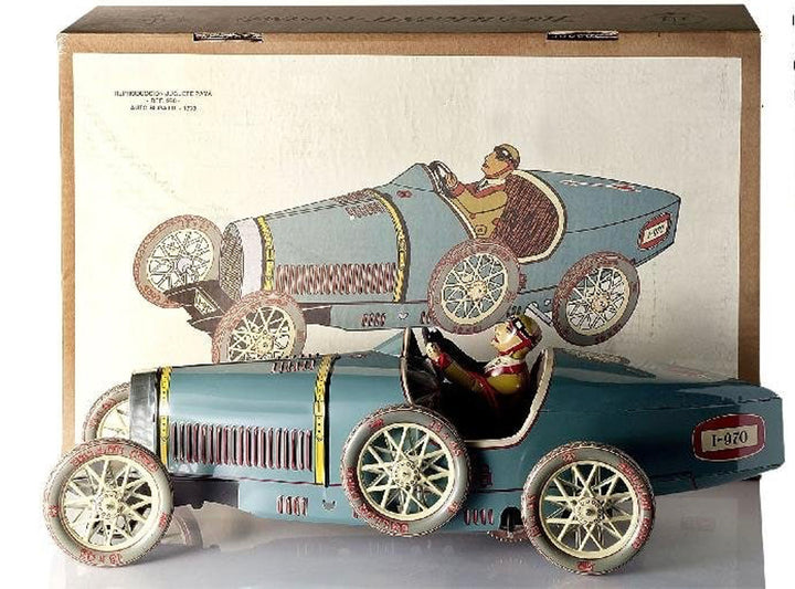 Car Bugatti – Original Paya Classic Car Model Limited Edition – Grand Prix Blue Race Car 50cm