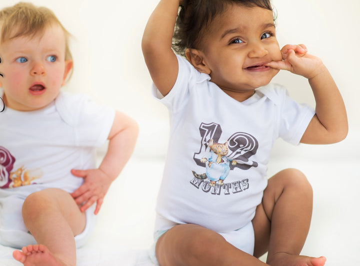 Baby Milestone Clothing – Peter Rabbit Monthly Baby Onesie Set, Beatrix Potter