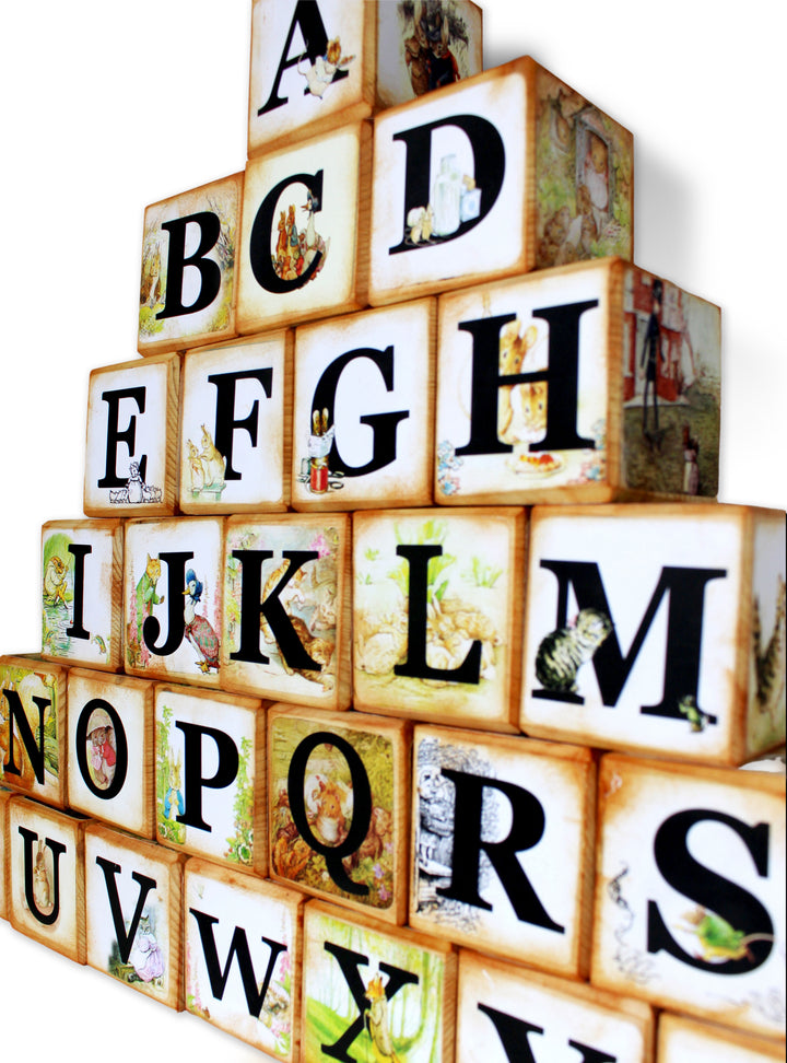Peter Rabbit  Beatrix Potter Wooden  Alphabet Story Blocks –  A to Z Alphabet Baby Blocks