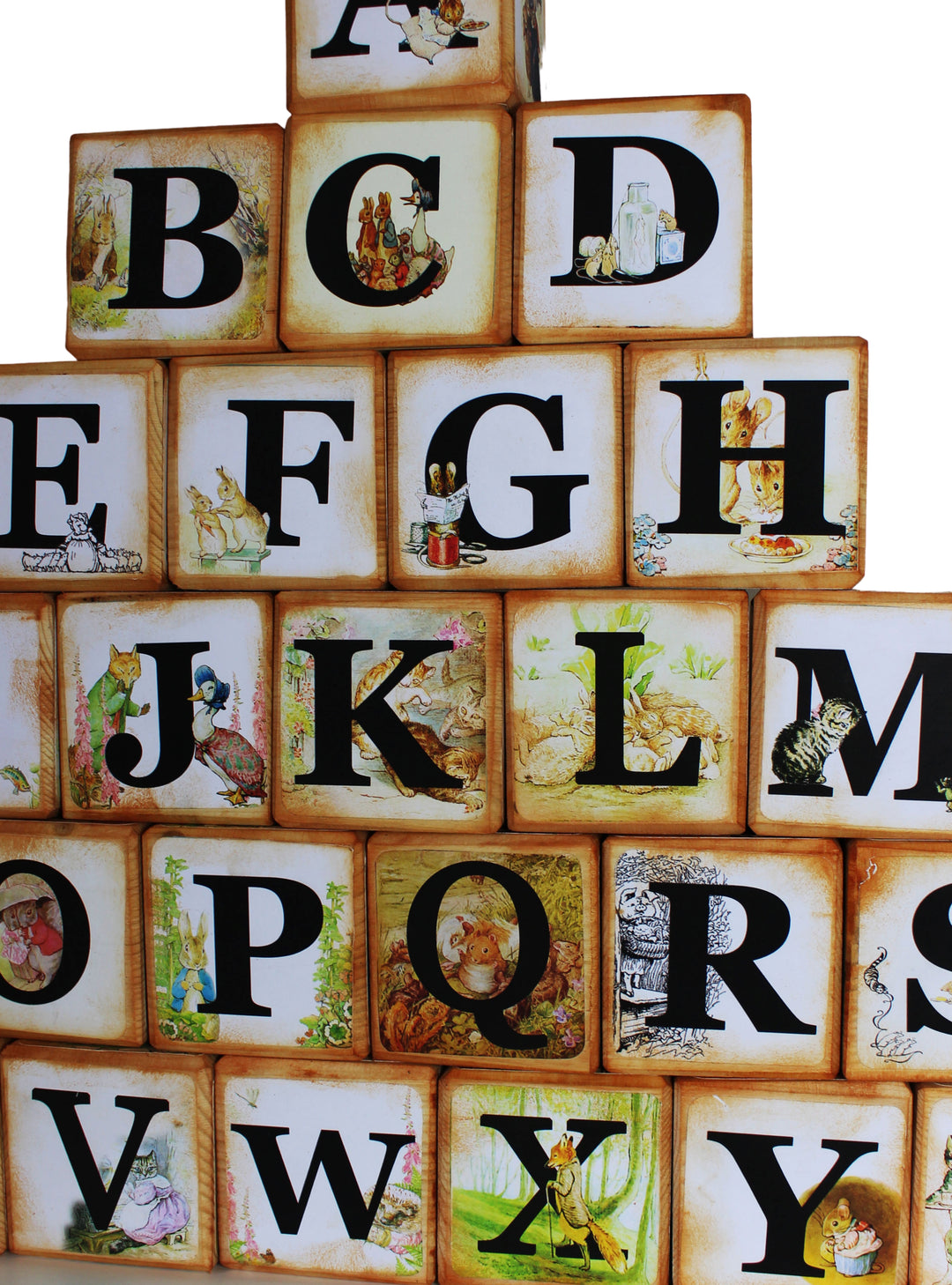 Peter Rabbit  Beatrix Potter Wooden  Alphabet Story Blocks –  A to Z Alphabet Baby Blocks