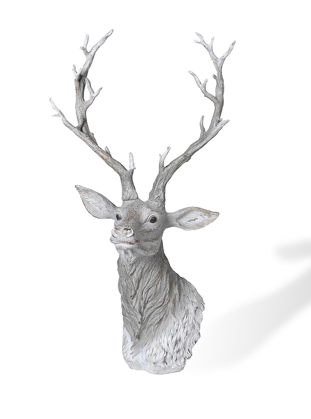 Free Standing Large Grey and White Deer Head, Stag Head Ornament