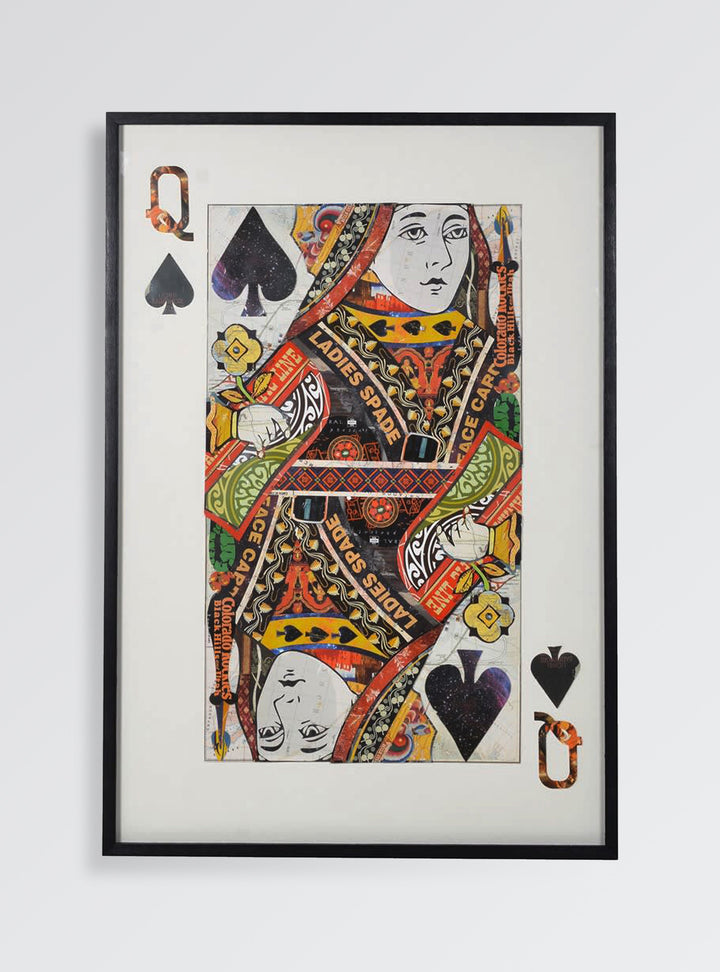 Queen of spade wall painting collage art 
