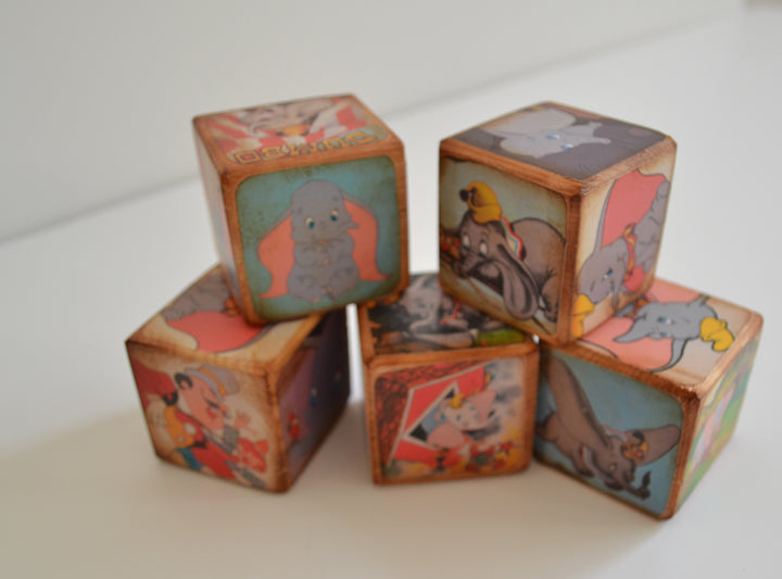 Dumbo Nursery Blocks – Dumbo The Elephant Wooden Name Blocks –Personalised Blocks  – Little Golden Books