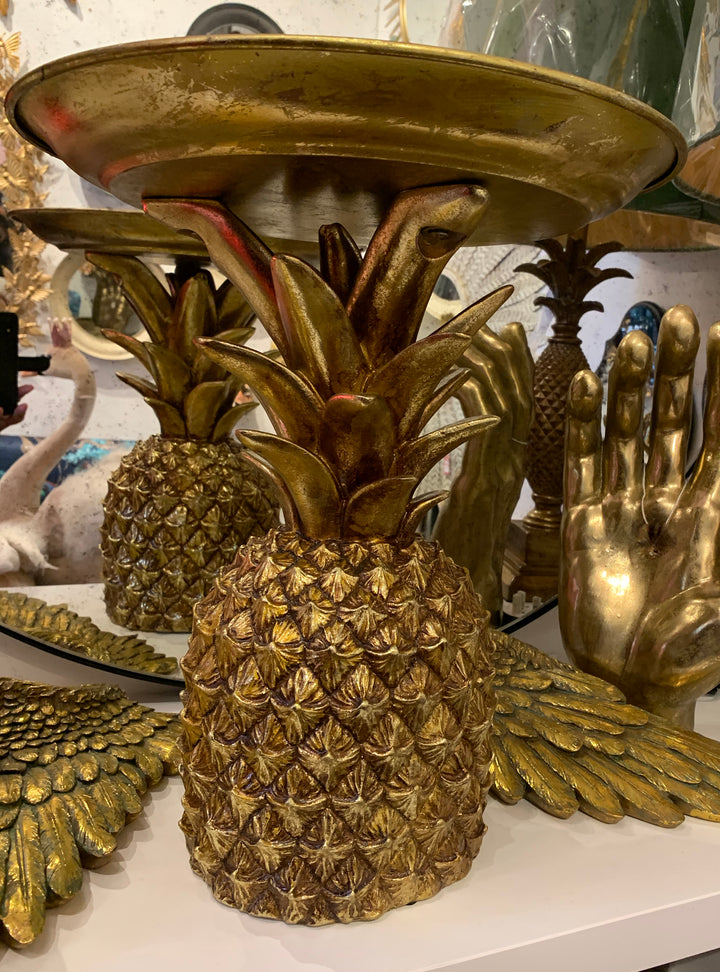 Gold Pineapple Tray Stand, Decorative Gold Pineapple Storage Dish