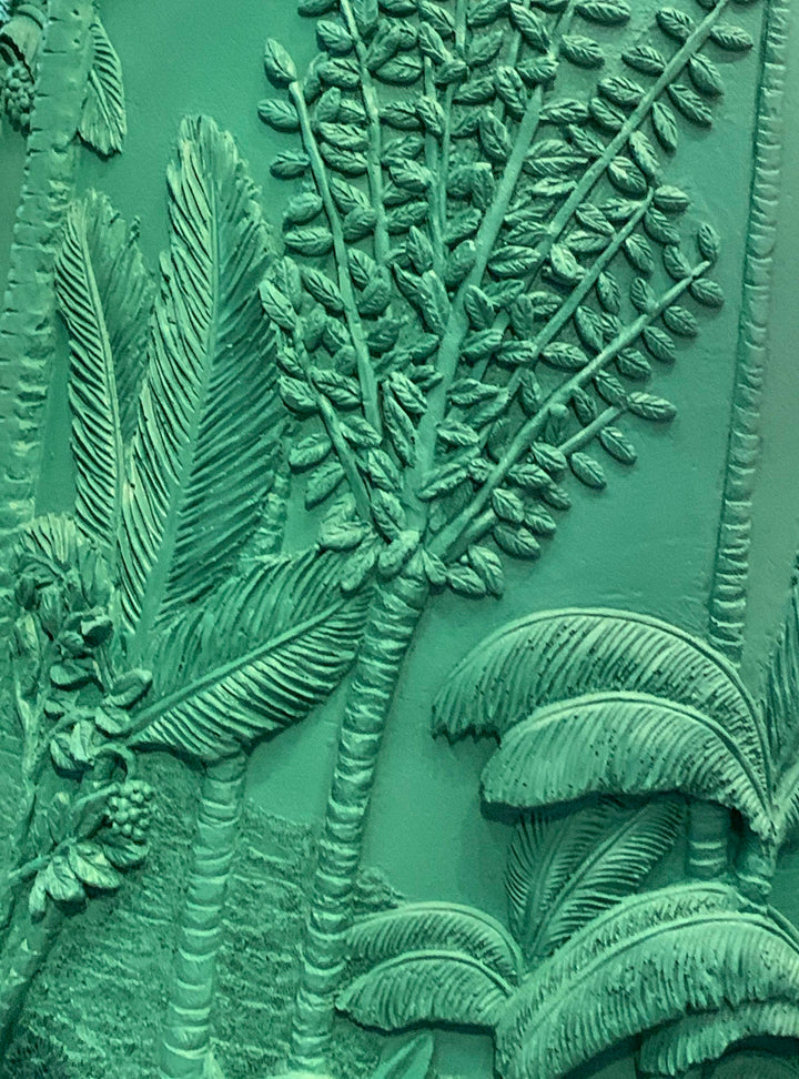 green vase, palm tree design vase 