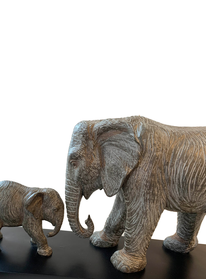 Elephant & baby Grey Statue – Large elephant family