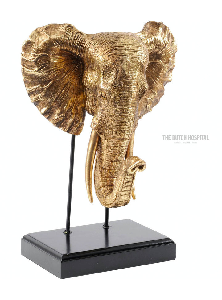Large gold elephant head mounted sculpture 