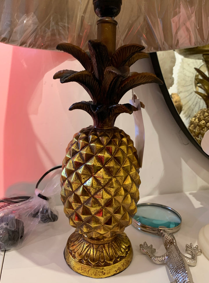 Pineapple Table Lamp Black Shade  –  Hollywood Regency  –  Art Deco Inspired