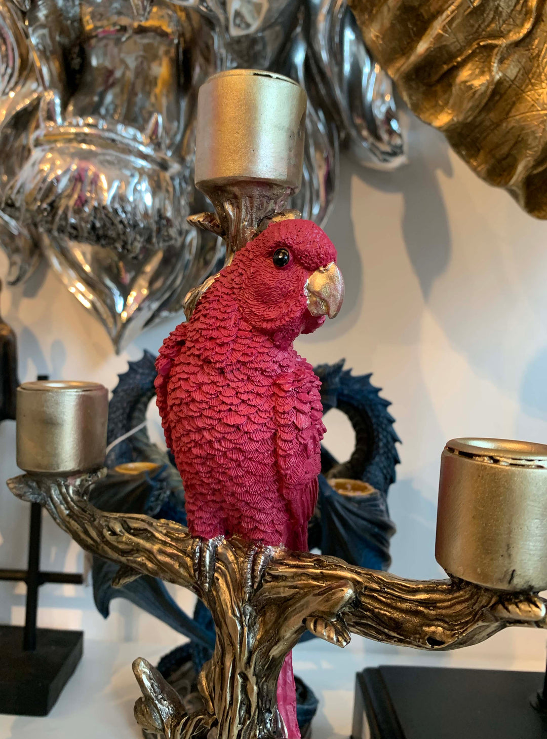 Pink Parrot Candle Holder