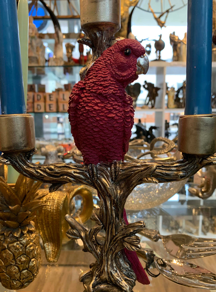 Pink Parrot Candle Holder
