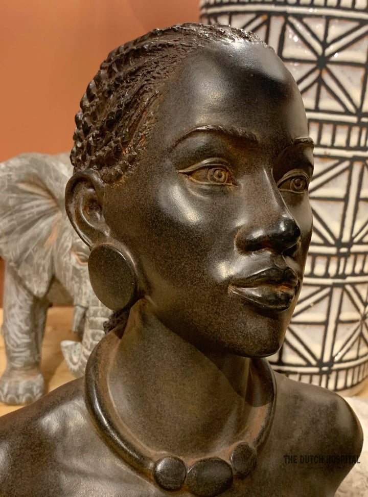 Black woman female bust, human sculptures 
