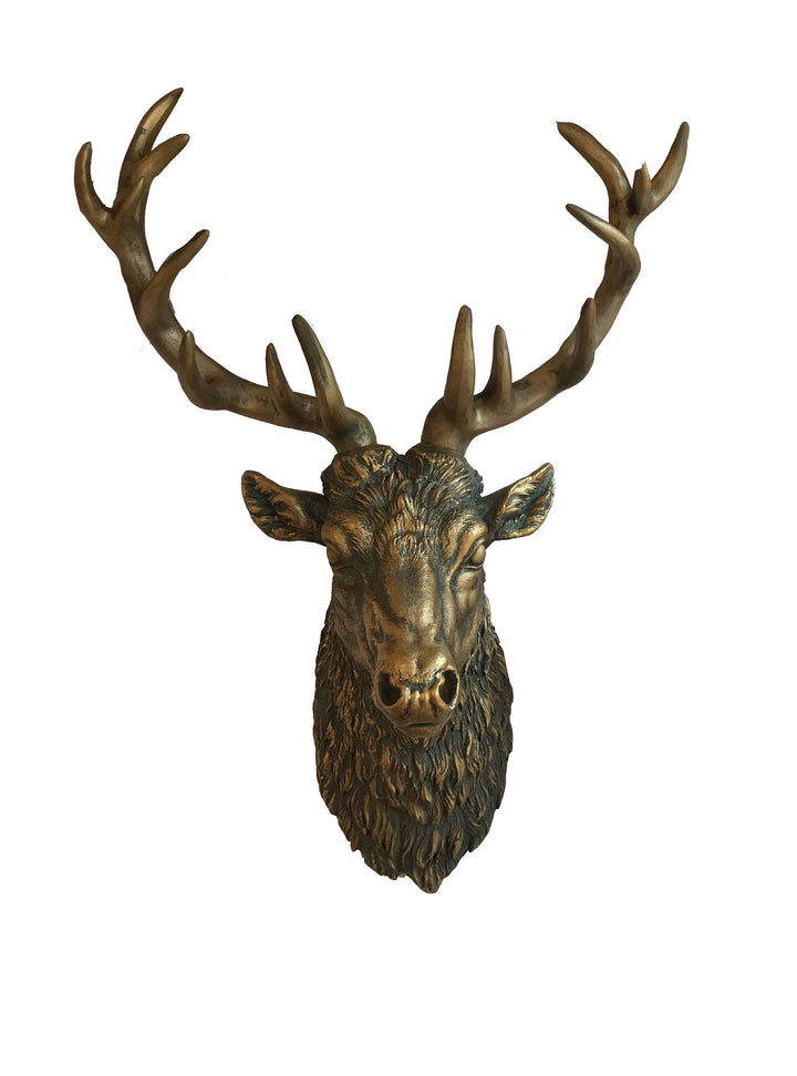 Large Antique Gold Stag head, Deer Head, 85cm