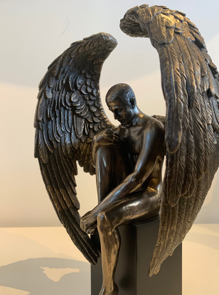 Male angel sculpture, nude male figures 