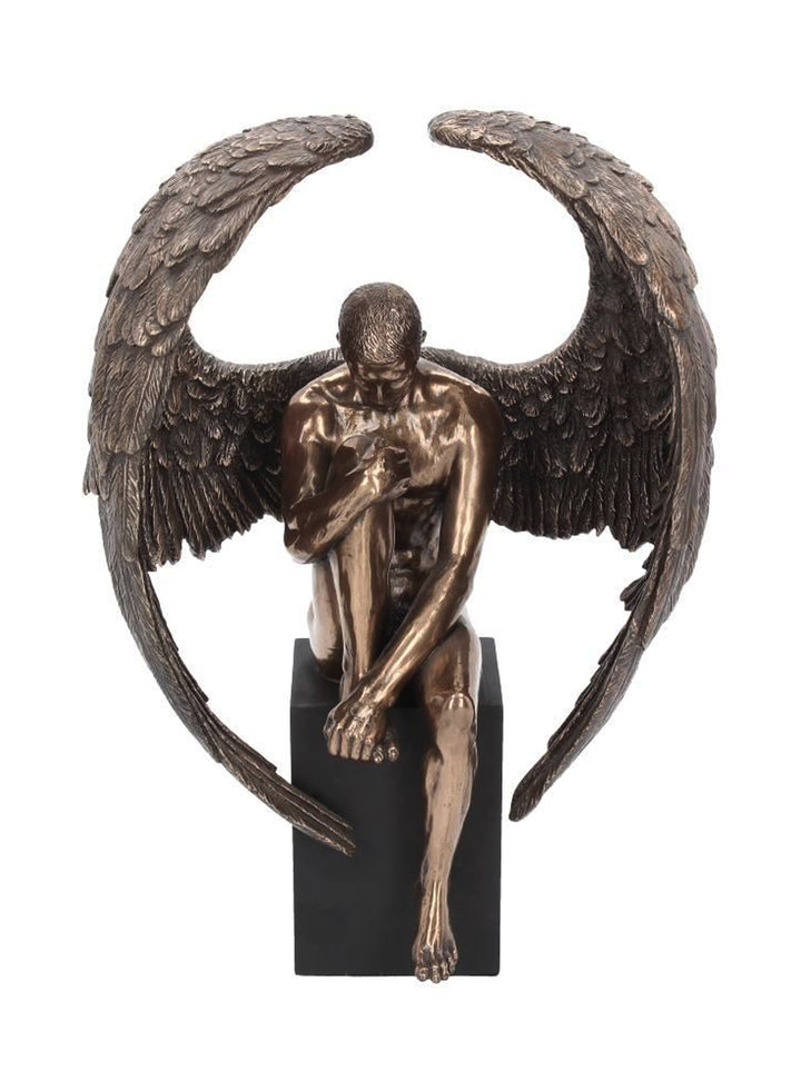 Male angel messenger, bronze plated statue, artistic body  