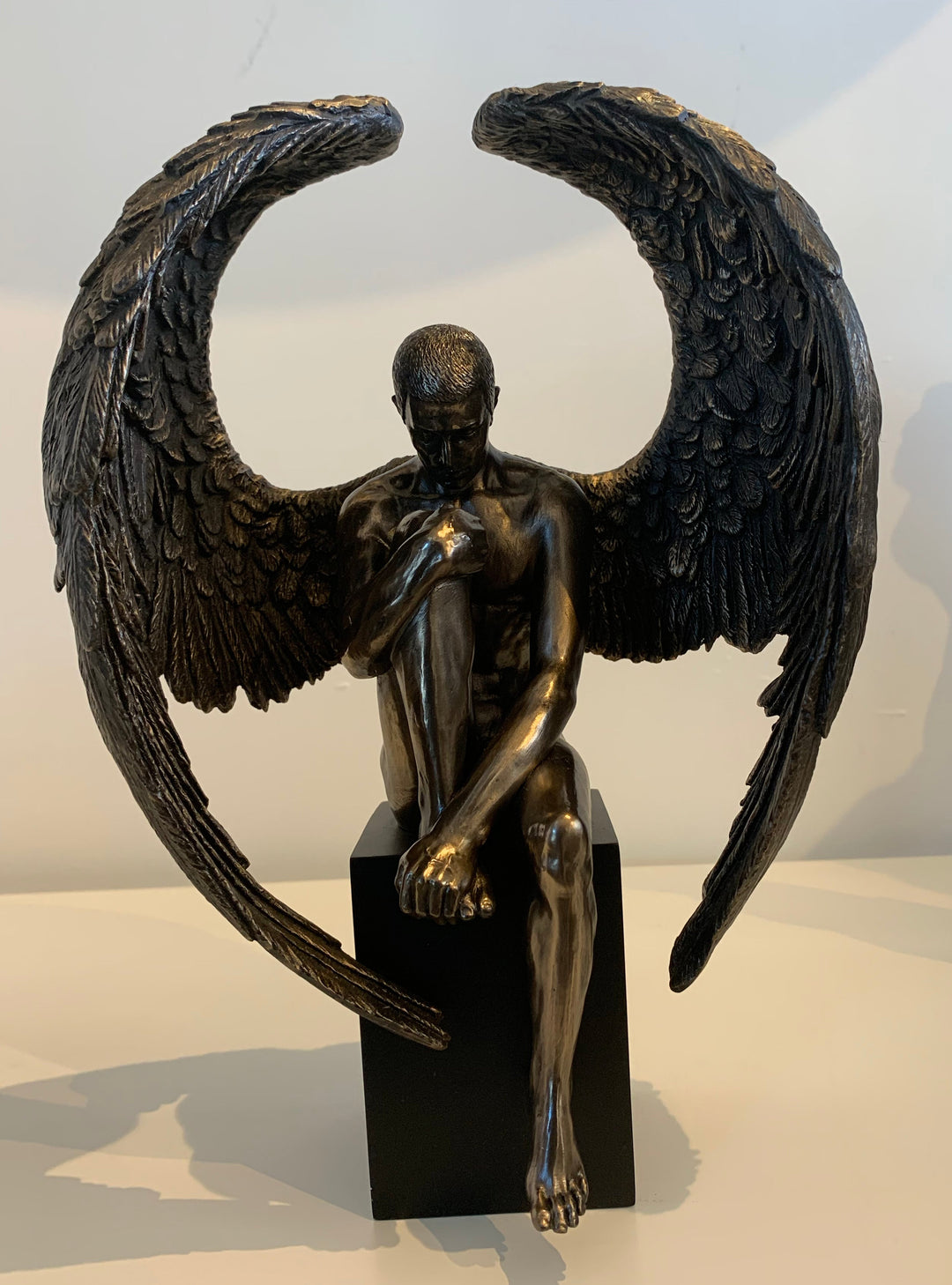 Angel Man, Man with Wing Back, Angel Wing Man Statue, Bronze Plated statue