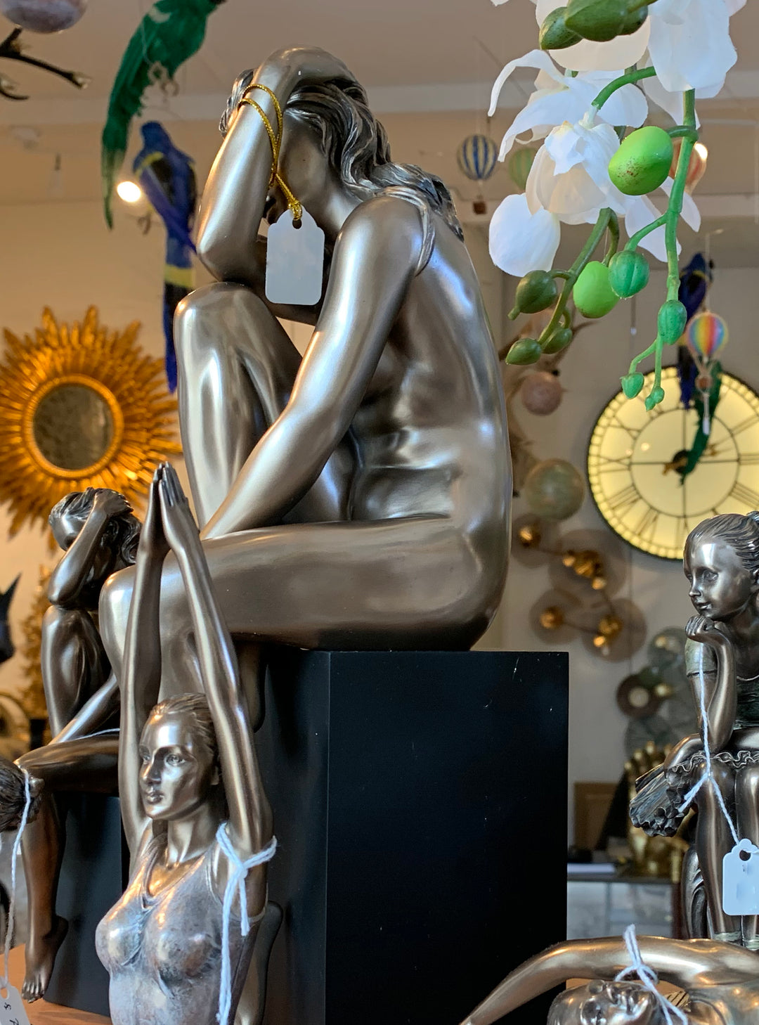 Erotic Nude Female Figurine – Crouching Nude Bronze Sculpture