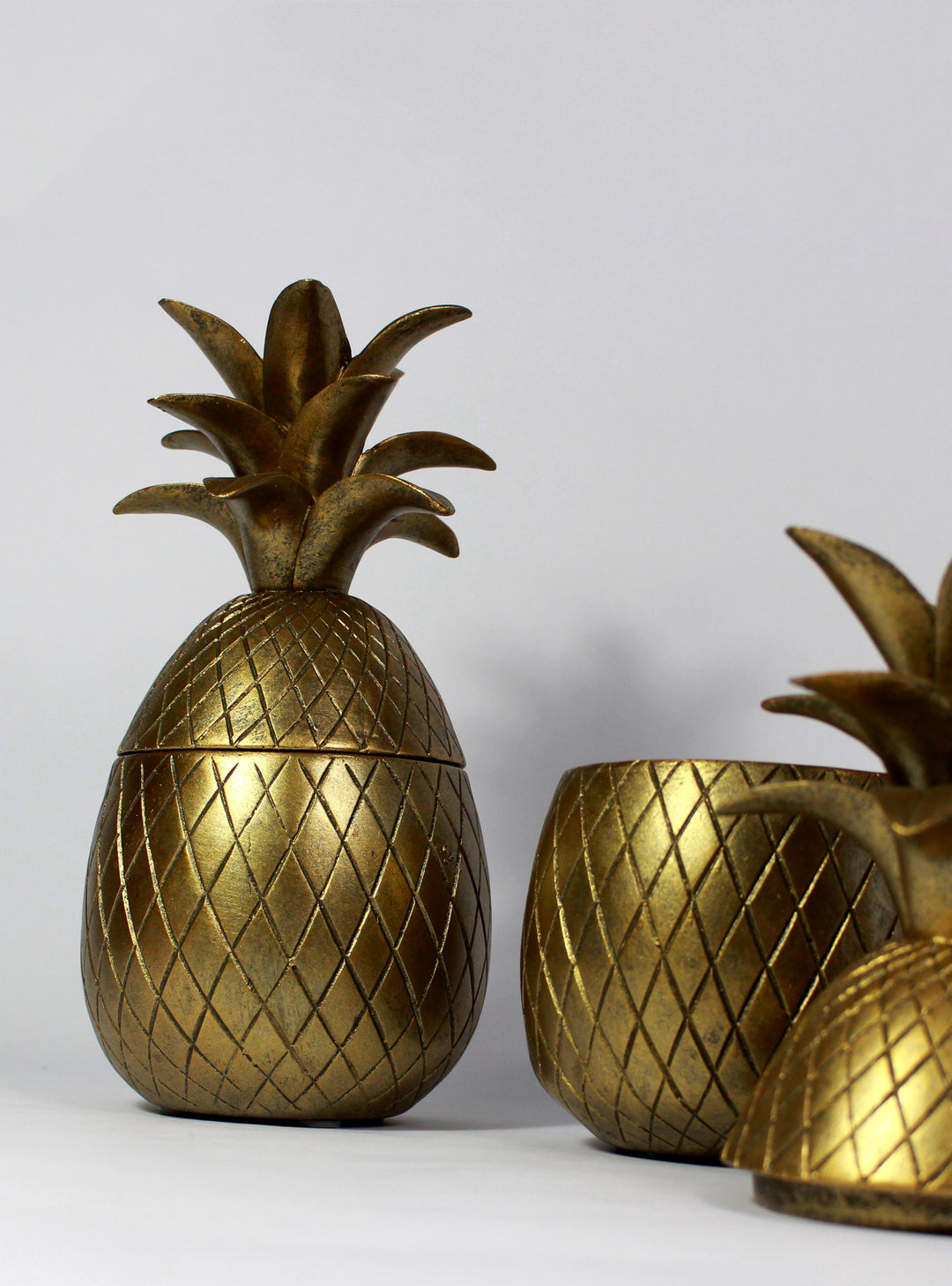 Pineapple Trinket Pot, Gold pineapple pot