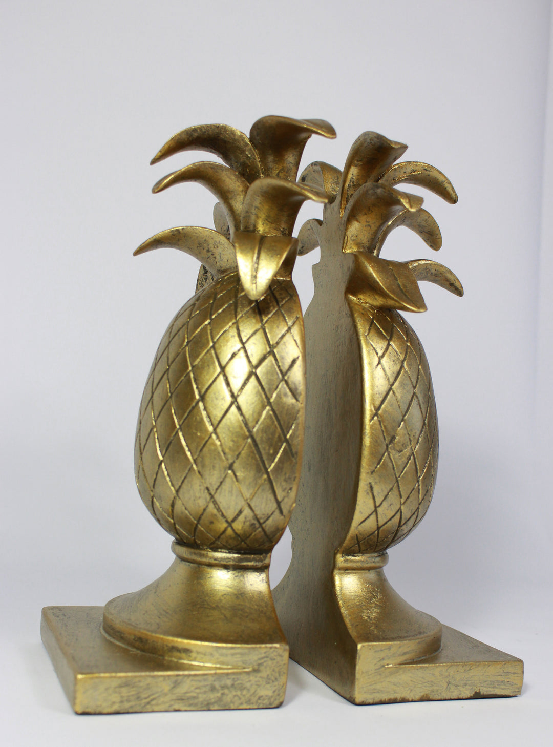Bookends :Pineapple – Vintage Hollywood Regency Gift –  Antique Gold Bookends