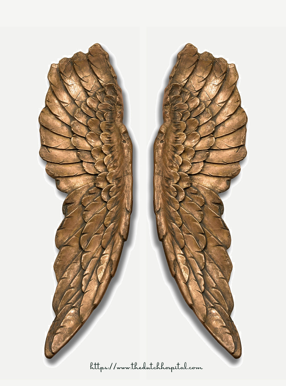 Large antique gold angel wings, pair of wings