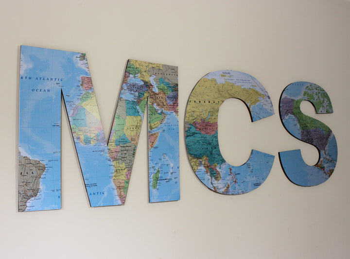 personalised  map sign, wooden map letters  
