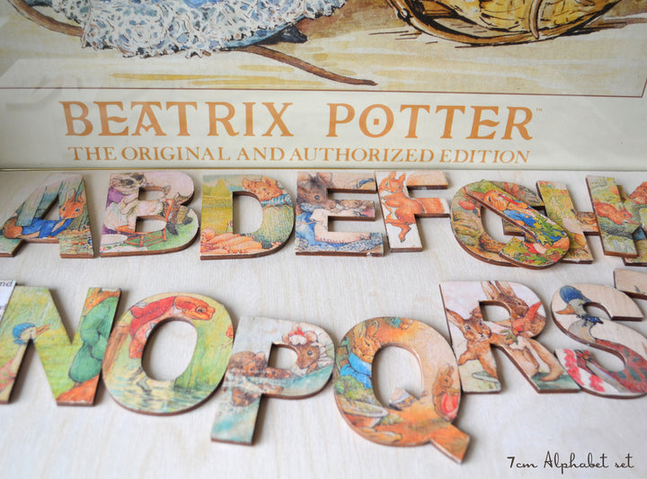 Small Wooden Alphabet, Beatrix Potter Alphabet, Peter Rabbit Nursery Toy