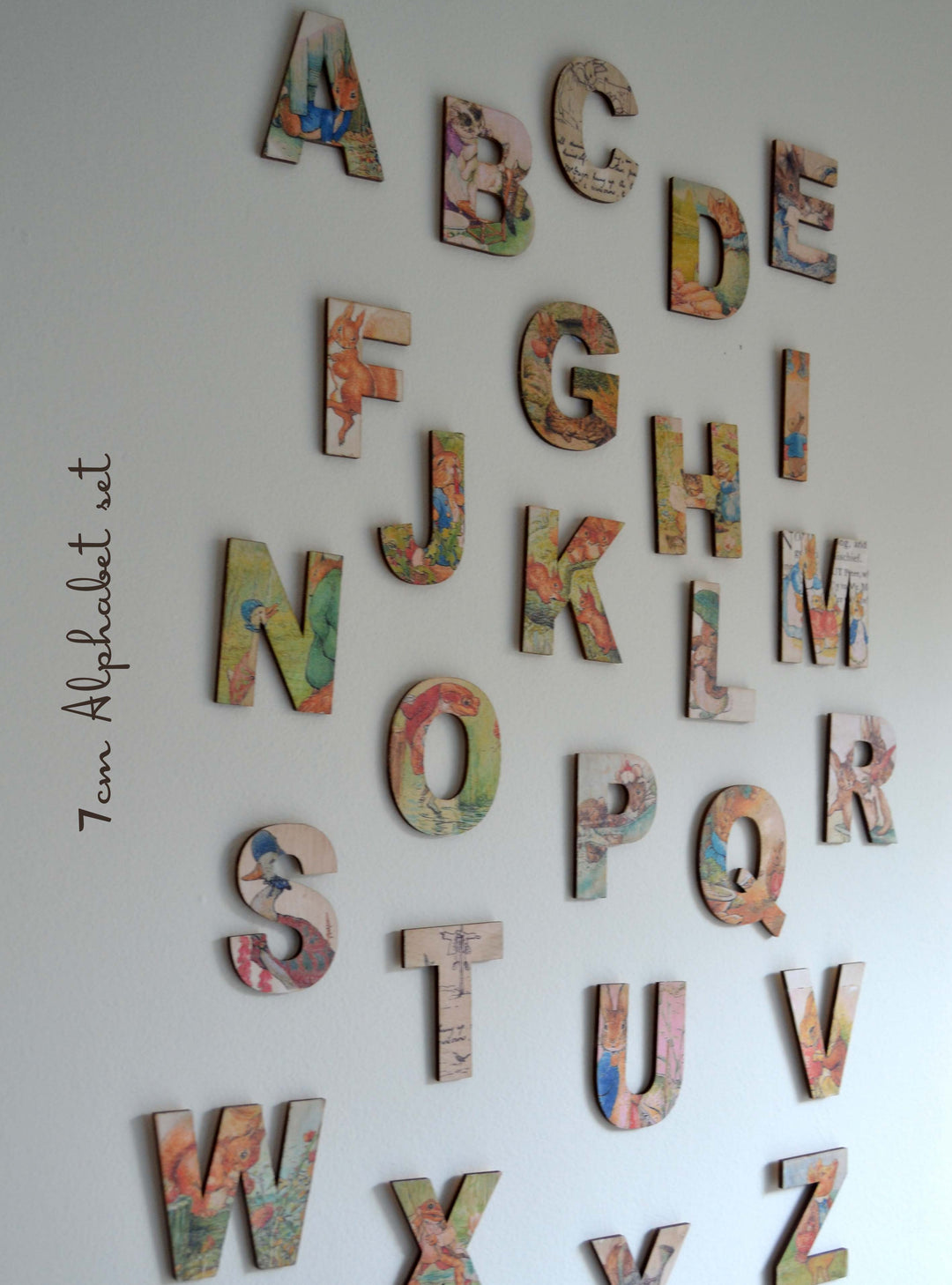 Small Wooden Alphabet, Beatrix Potter Alphabet, Peter Rabbit Nursery Toy