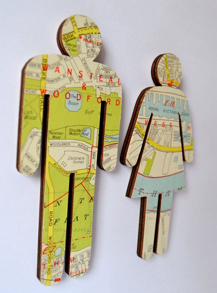 Family Bathroom Sign, ADA Transgender Sign, Wheelchair User Sign, Vintage Map Decor