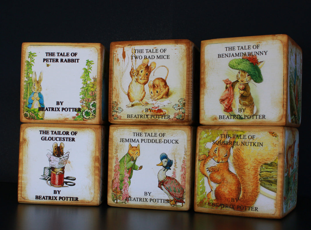 Peter Rabbit Wooden Baby Name Blocks – Beatrix Potter's 23 Story Block Tales