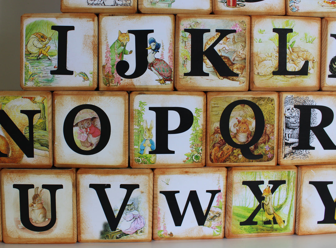 Peter Rabbit  Beatrix Potter Wooden  Alphabet Story Blocks –  A to Z Alphabet Baby Blocks