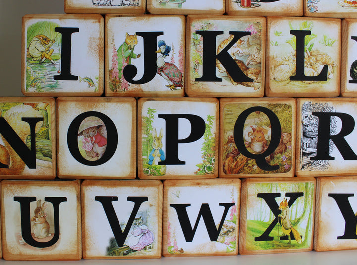 Peter Rabbit  Beatrix Potter Wooden  Alphabet Story Blocks –  A to Z Alphabet Baby Blocks