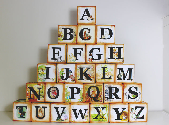 Peter Rabbit  Beatrix Potter Wooden  Alphabet Story Blocks –  A to Z Alphabet Baby Blocks