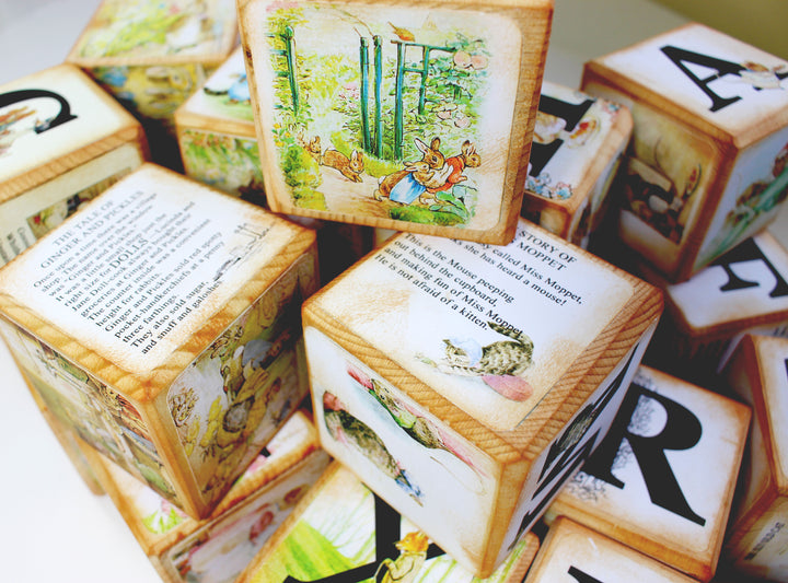 Peter Rabbit  Beatrix Potter Wooden  Alphabet Story Blocks –  A to Z Alphabet Baby Blocks