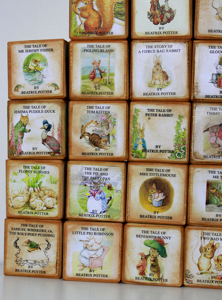 Peter Rabbit Wooden Baby Name Blocks – Beatrix Potter's 23 Story Block Tales