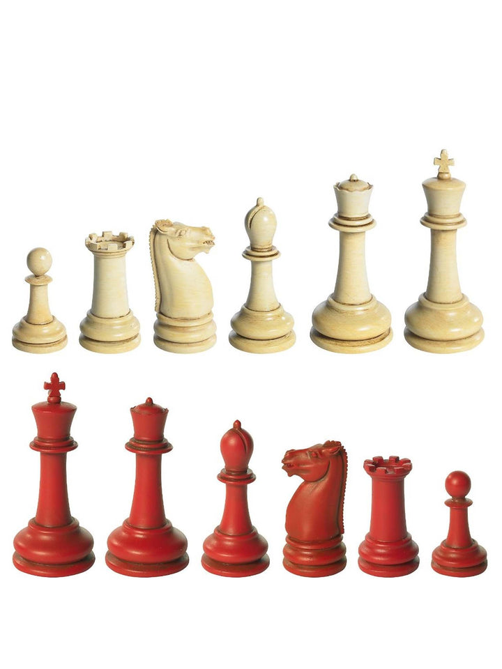 Chess Set, Master Staunton Chess Set Red and Ivory