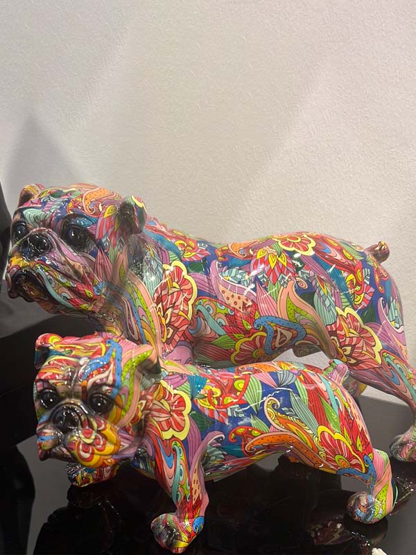 Multi coloured English bull dog 