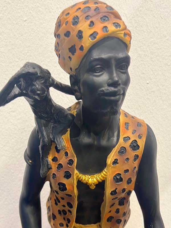 African Indian Turban Man with Monkey and Cage