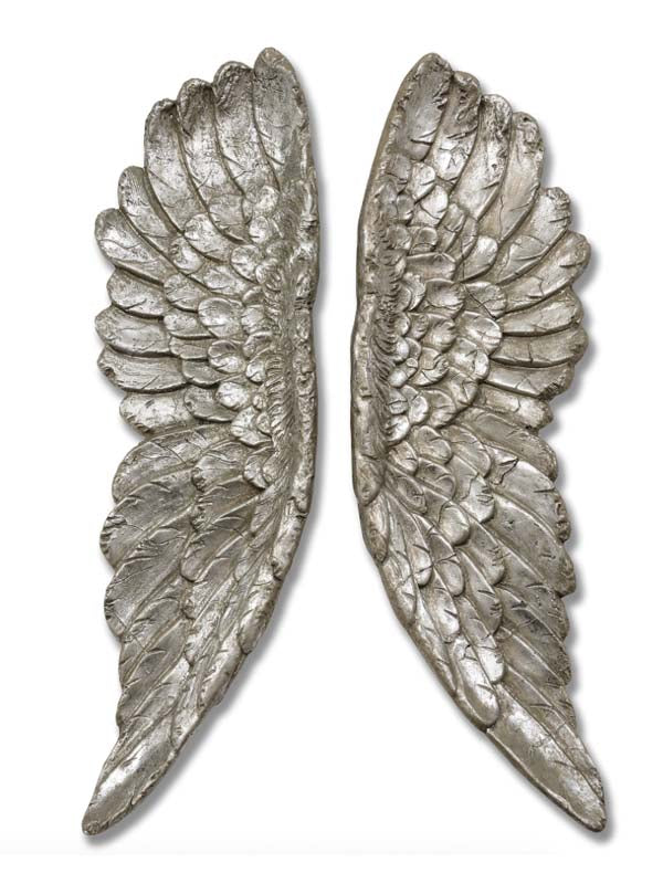 large silver angel wings, large silver wings